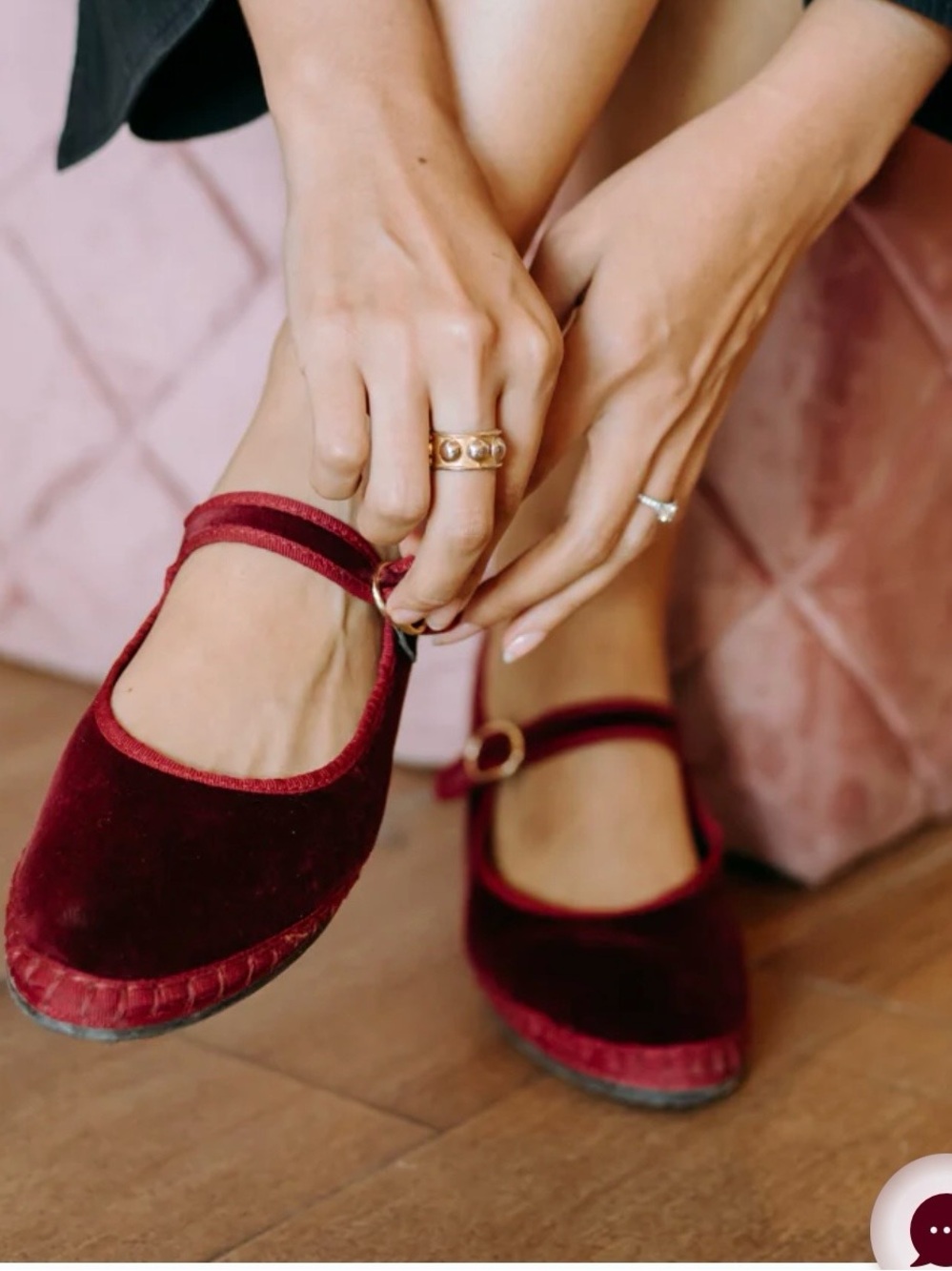 Flabelus Lucrecia Velvet Mary Jane Flats